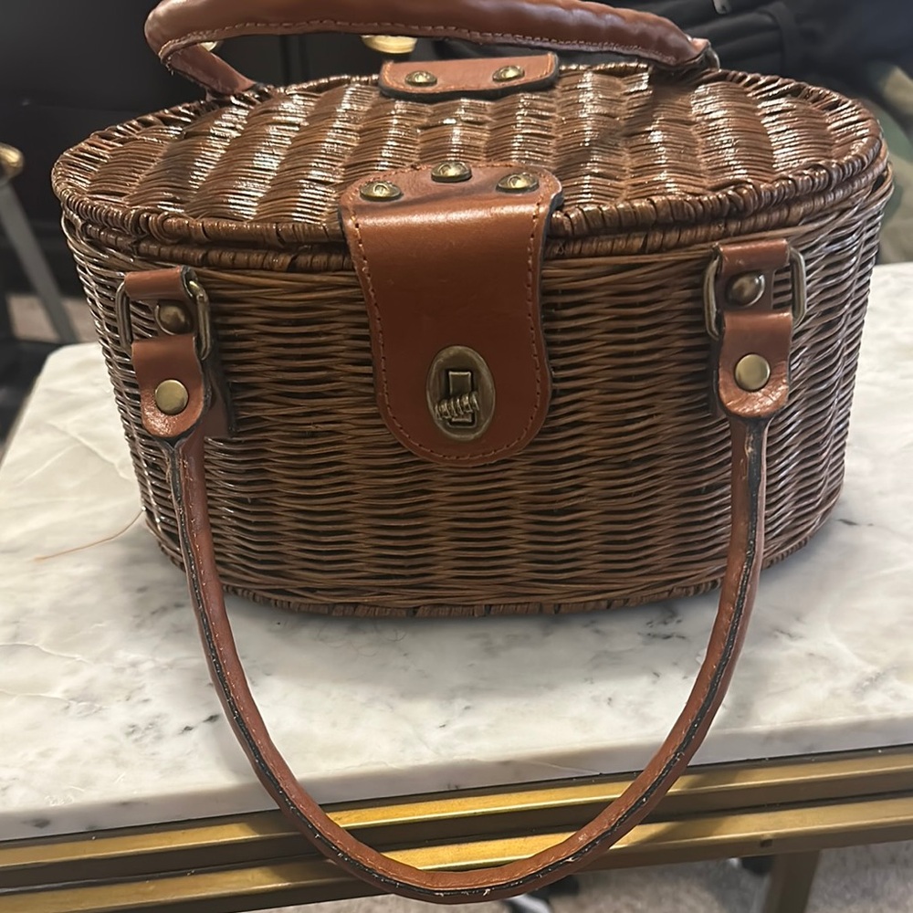 Brown Woven Handbag